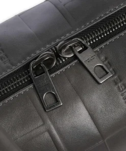 Kayla Monogram Sheep Natural S Schultertasche geprägtes Rindsleder dunkelgrau