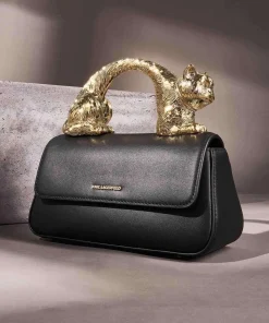 K/Ikon Choupette Handtasche fein genarbtes Rindsleder schwarz