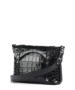 Kim Embossed Croc Umhängetasche geprägtes Kalbsleder schwarz