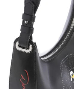 KL x Disney Schultertasche fein genarbtes Rindsleder schwarz