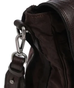 Kuriertasche fein genarbtes Rindsleder, Baumwolle dunkelbraun