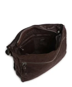 Kuriertasche fein genarbtes Rindsleder, Baumwolle dunkelbraun