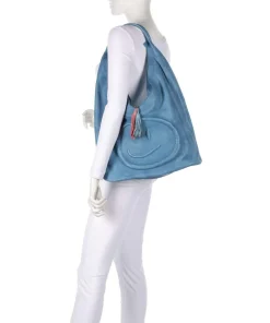 Lachnerstrasse 5 Shopper genarbtes Rindsleder blau