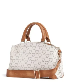 Lady Re Handtasche Lederimitat weiß/braun