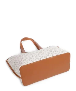 Lady Re Shopper Lederimitat weiß/braun