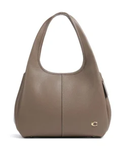 Lana Beuteltasche genarbtes Leder dunkelbraun