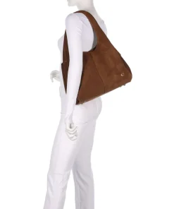 Lana Suede Beuteltasche aufgerautes Leder braun