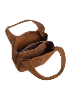 Lana Suede Beuteltasche aufgerautes Leder braun
