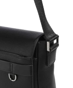 Landon Kuriertasche Lederimitat schwarz