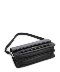 Leather Lane Schultertasche geprägtes Rindsleder schwarz