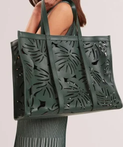 Leiian Shopper fein genarbtes Rindsleder dunkelgrün