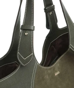 Lenah Big Shopper genarbtes Rindsleder, aufgerautes Rindsleder khaki