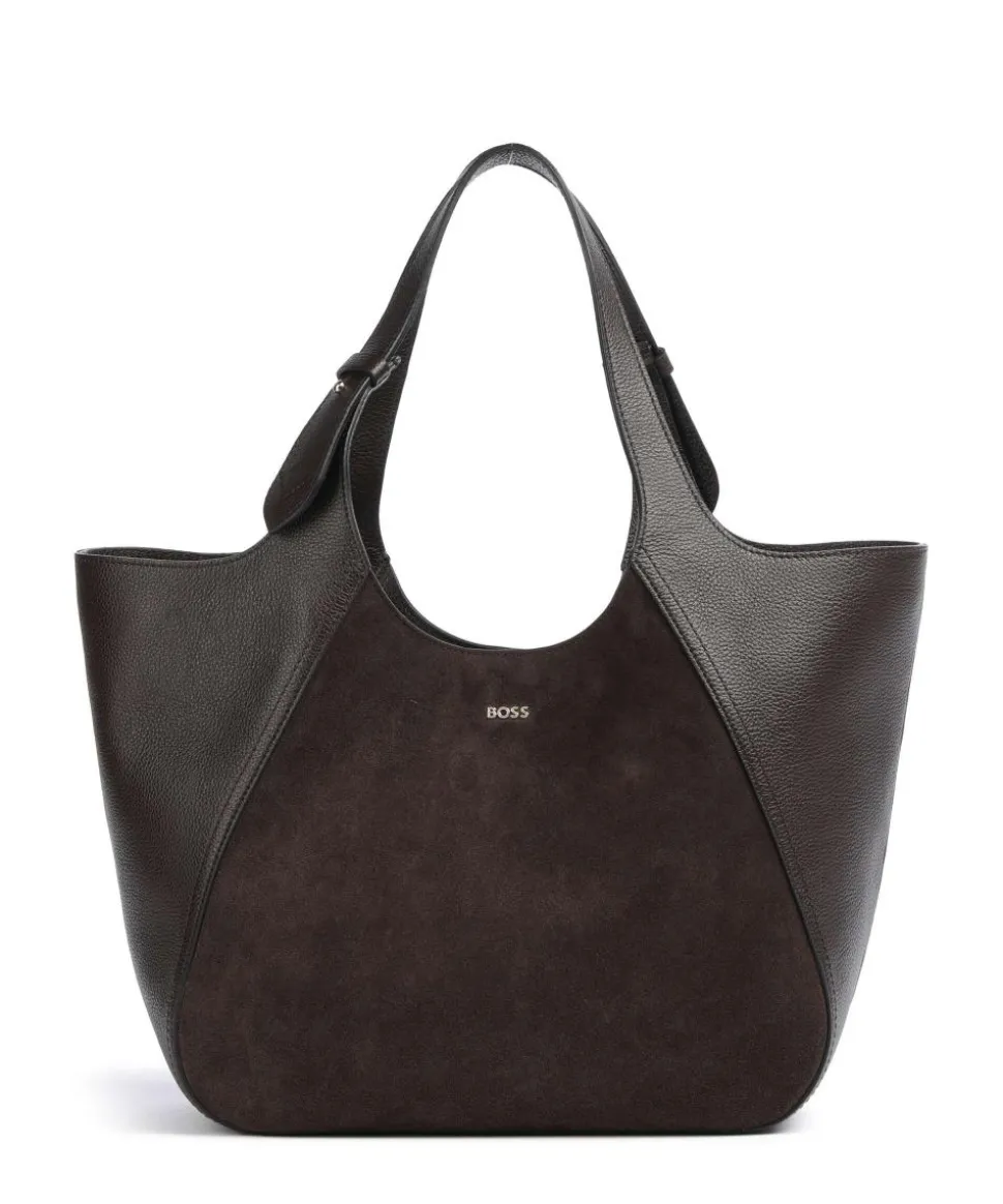 Lenah Big Shopper genarbtes Rindsleder, aufgerautes Rindsleder dunkelbraun