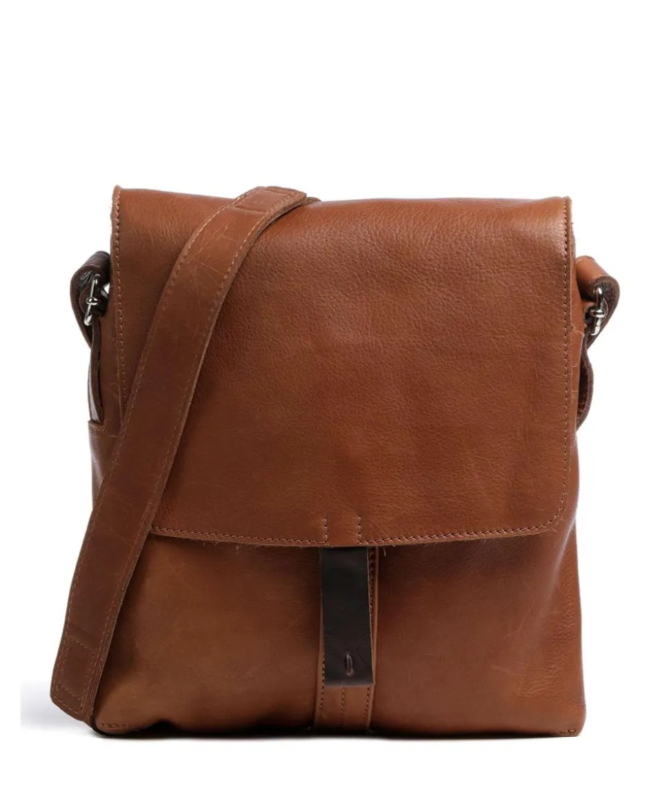 Lift Umhängetasche genarbtes Leder cognac