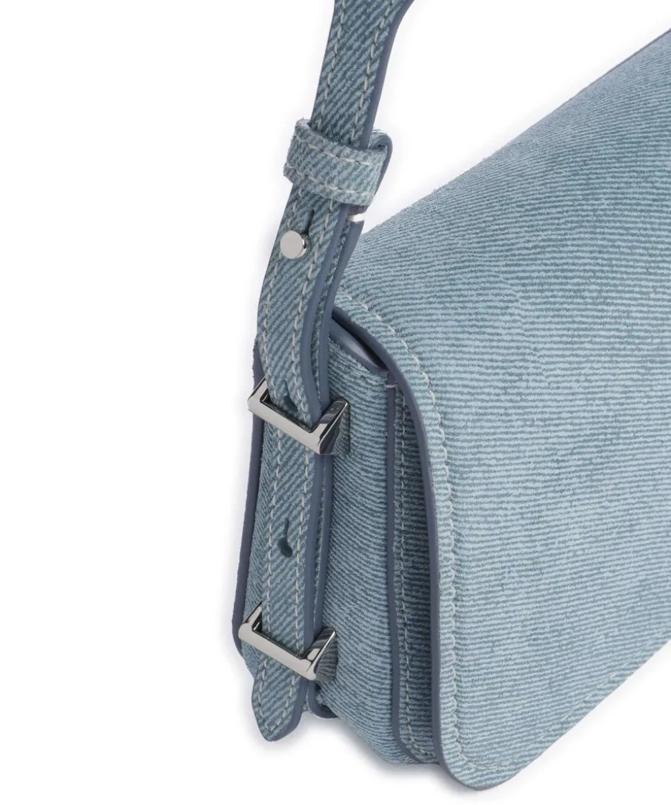 Liv Small Schultertasche aufgerautes Rindsleder blau