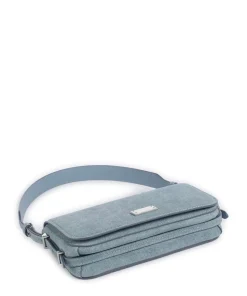 Liv Small Schultertasche aufgerautes Rindsleder blau