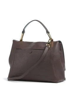 Liya Handtasche genarbtes Leder dunkelbraun