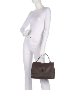Liya Handtasche genarbtes Leder dunkelbraun