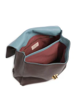 Liya Handtasche genarbtes Leder dunkelbraun