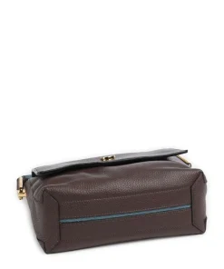 Liya Umhängetasche genarbtes Leder dunkelbraun