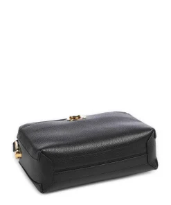 Liya Umhängetasche genarbtes Leder schwarz