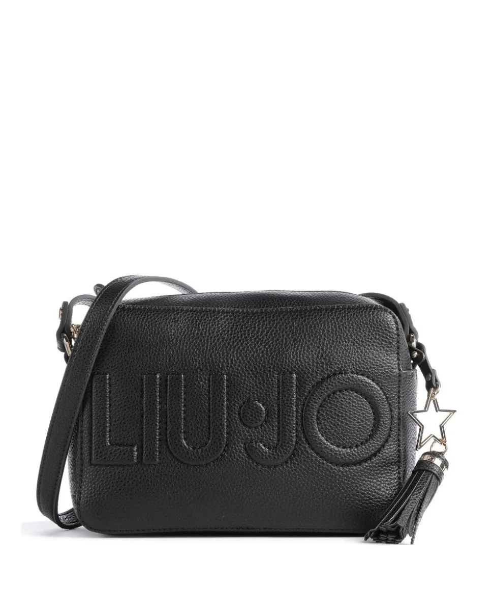 Logo Umhängetasche Lederimitat schwarz