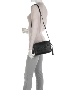 Logo Umhängetasche Lederimitat schwarz