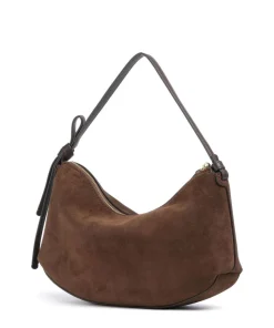 Loop Beuteltasche aufgerautes Leder dunkelbraun