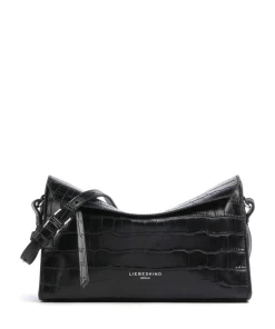Lora Croco S Umhängetasche geprägtes Leder schwarz