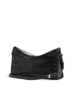 Lora Croco S Umhängetasche geprägtes Leder schwarz