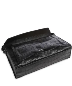 Lora Croco S Umhängetasche geprägtes Leder schwarz