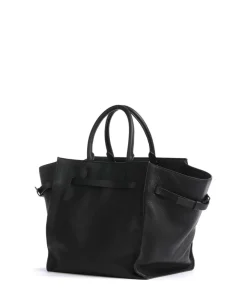 Lora Small Pebble L Handtasche genarbtes Rindsleder schwarz