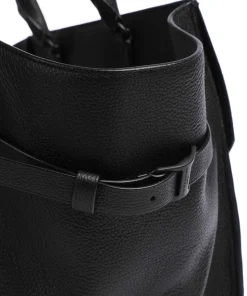 Lora Small Pebble L Handtasche genarbtes Rindsleder schwarz