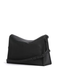 Lora Small Pebble M Schultertasche genarbtes Rindsleder schwarz