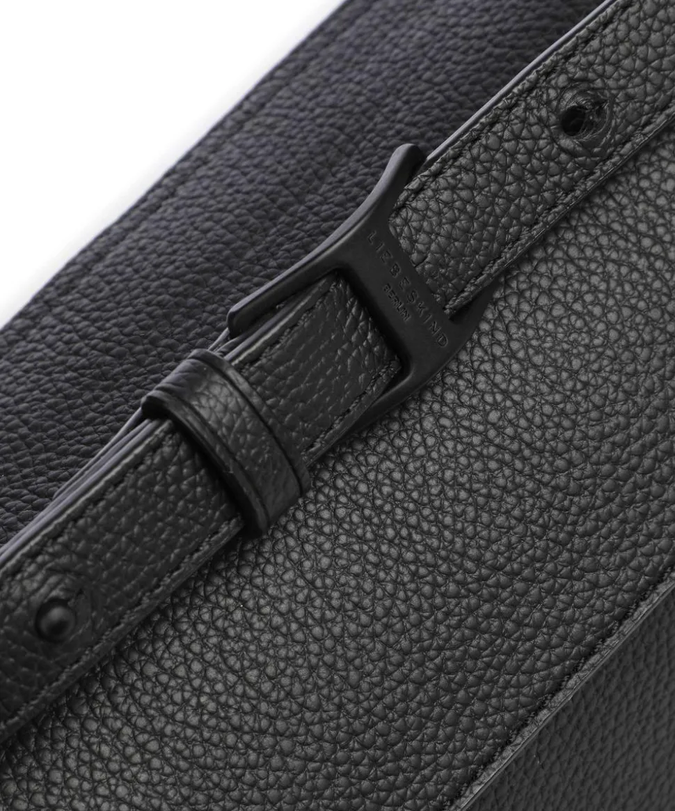 Lora Small Pebble M Schultertasche genarbtes Rindsleder schwarz