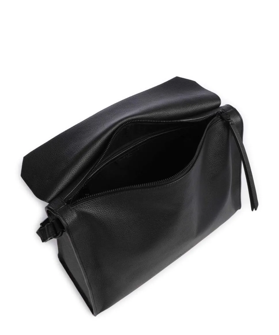 Lora Small Pebble M Schultertasche genarbtes Rindsleder schwarz