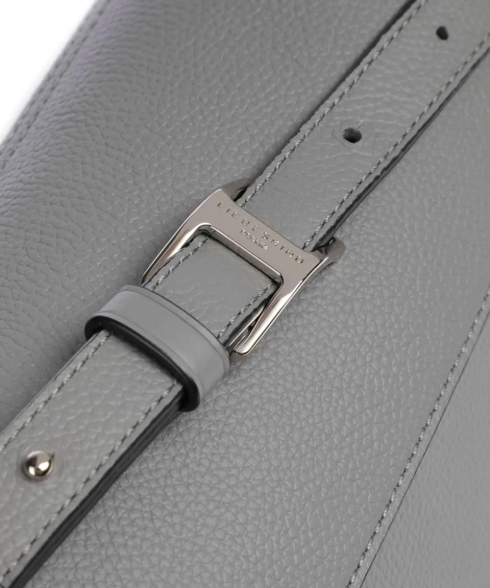 Lora Small Pebble M Schultertasche genarbtes Rindsleder grau