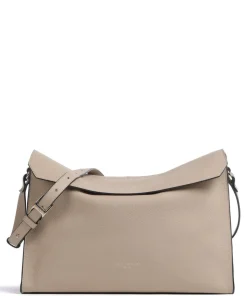 Lora Small Pebble M Schultertasche genarbtes Rindsleder beige