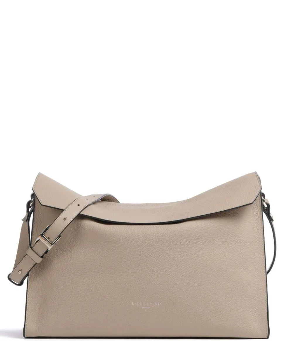 Lora Small Pebble M Schultertasche genarbtes Rindsleder beige