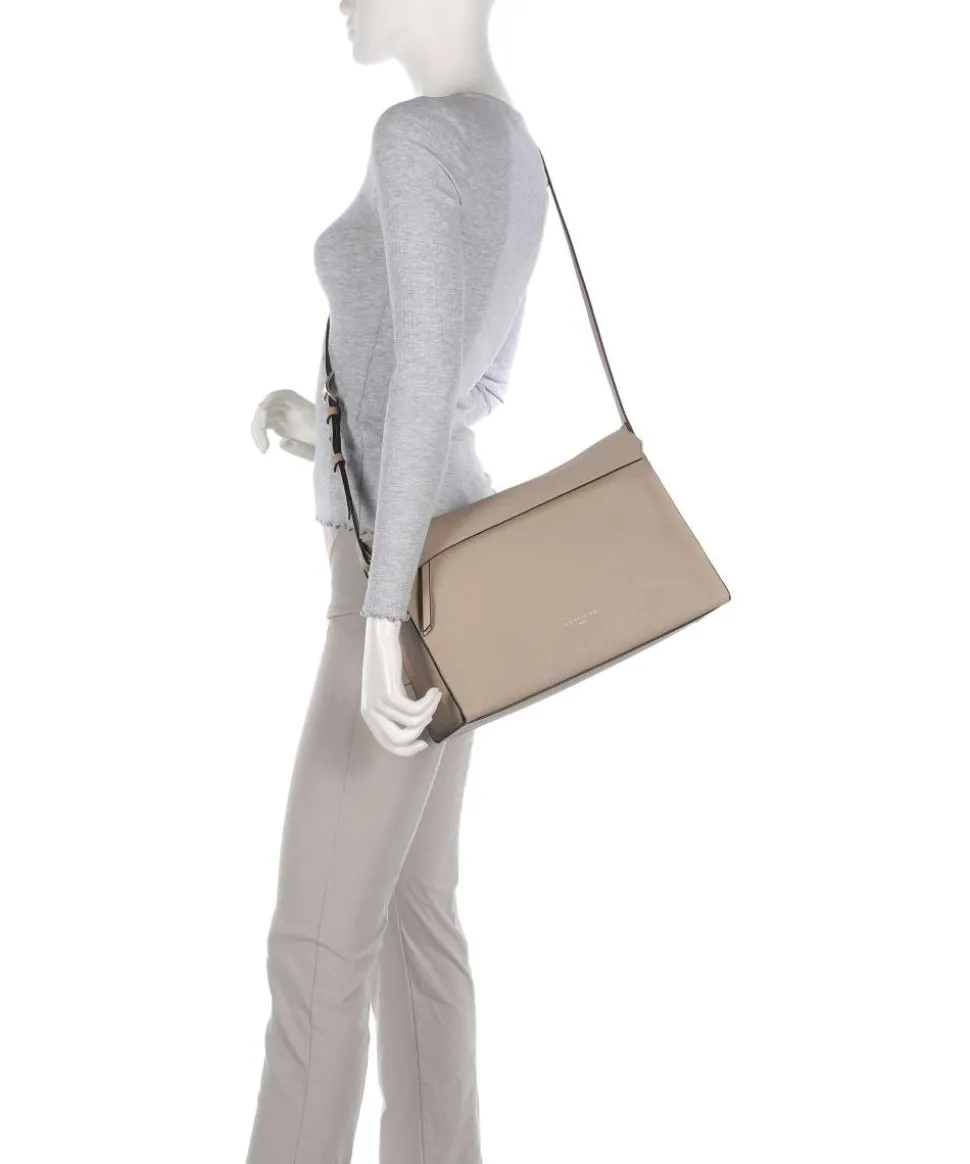 Lora Small Pebble M Schultertasche genarbtes Rindsleder beige