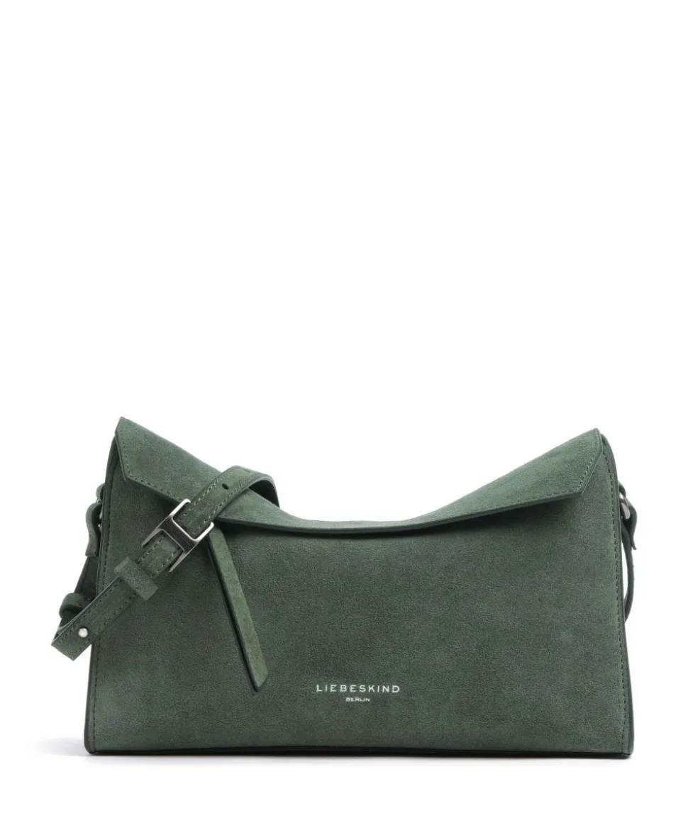 Lora Suede S Umhängetasche aufgerautes Leder dunkelgrün