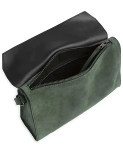 Lora Suede S Umhängetasche aufgerautes Leder dunkelgrün