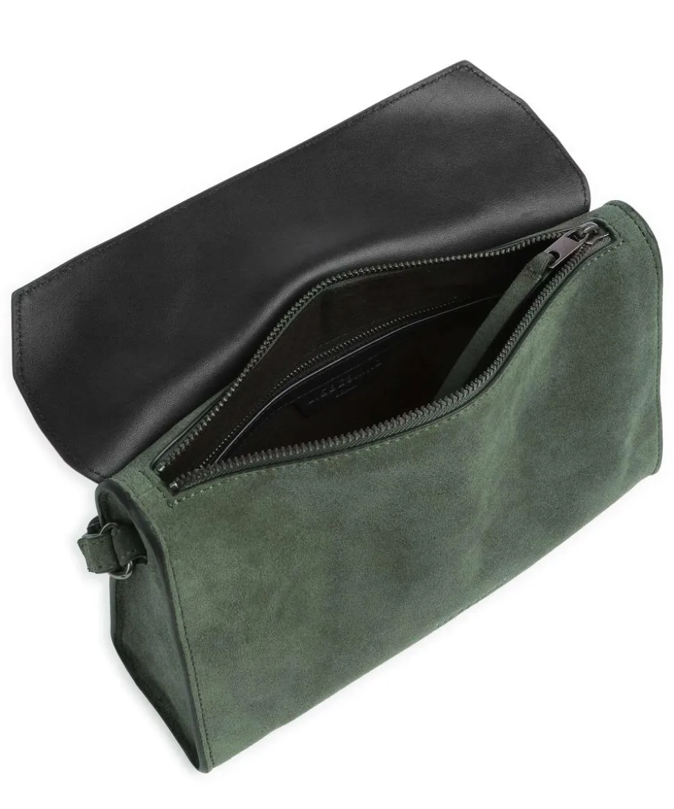 Lora Suede S Umhängetasche aufgerautes Leder dunkelgrün