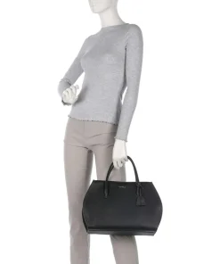 Lord Handtasche genarbtes Leder schwarz