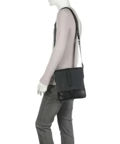 Loreto Paris Umhängetasche fein genarbtes Rindsleder schwarz