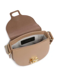 Lotus Mini Umhängetasche genarbtes Leder hellbraun