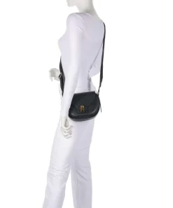 Lotus Mini Umhängetasche genarbtes Leder schwarz