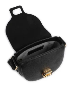 Lotus Mini Umhängetasche genarbtes Leder schwarz