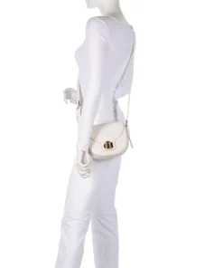 Lotus Mini Umhängetasche genarbtes Leder weiß