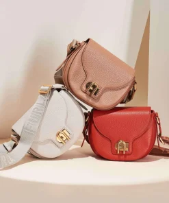 Lotus Mini Umhängetasche genarbtes Leder terrakotta